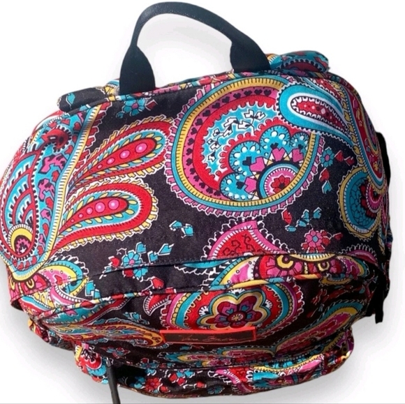 VERA BRADLEY Campus Backpack PETAL Paisley Black Pink Quilted Travel School - Picture 8 of 14